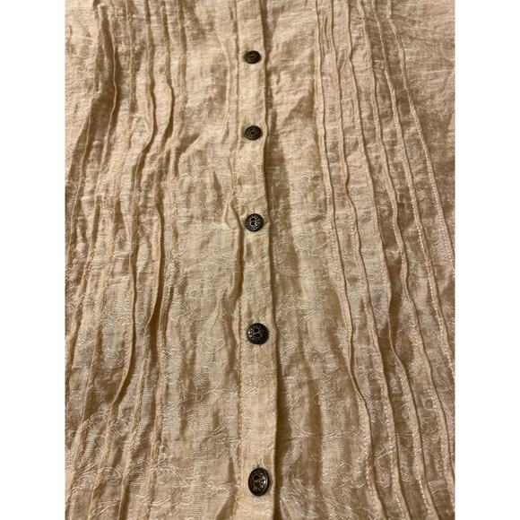 Coldwater Creek Womens Size Large Tencel Pin Tuck Pleated Tunic Top Beige - Picture 8 of 8